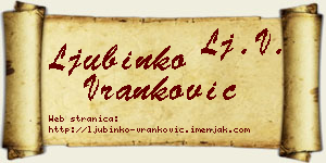 Ljubinko Vranković vizit kartica